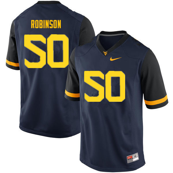 Men #50 Jabril Robinson West Virginia Mountaineers College Football Jerseys Sale-Navy - Click Image to Close